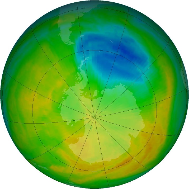 Antarctic ozone map for 08 November 2002